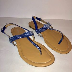 Womans Royal Blue Rhinestone Sandal